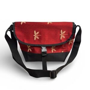 Sally Spicer Dragonfly Signature Tote Red Black Fabric Bag Crossbody
